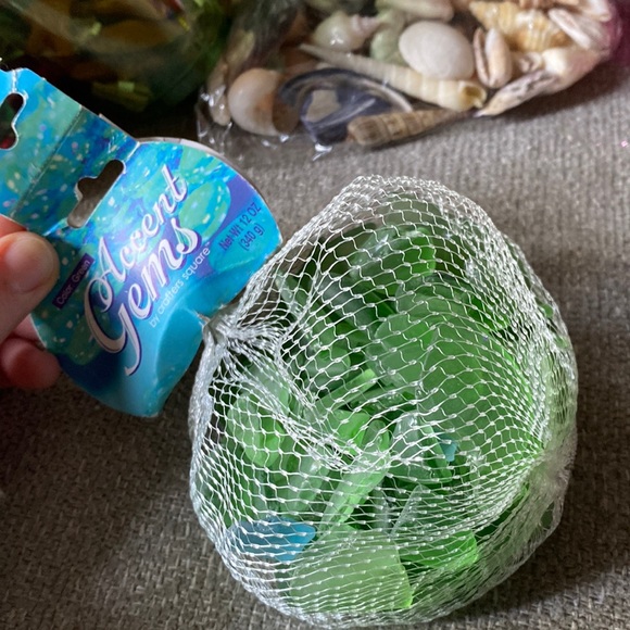 Green sea glass stones seafoam sage beach cottage decor vase filler - Picture 1 of 3